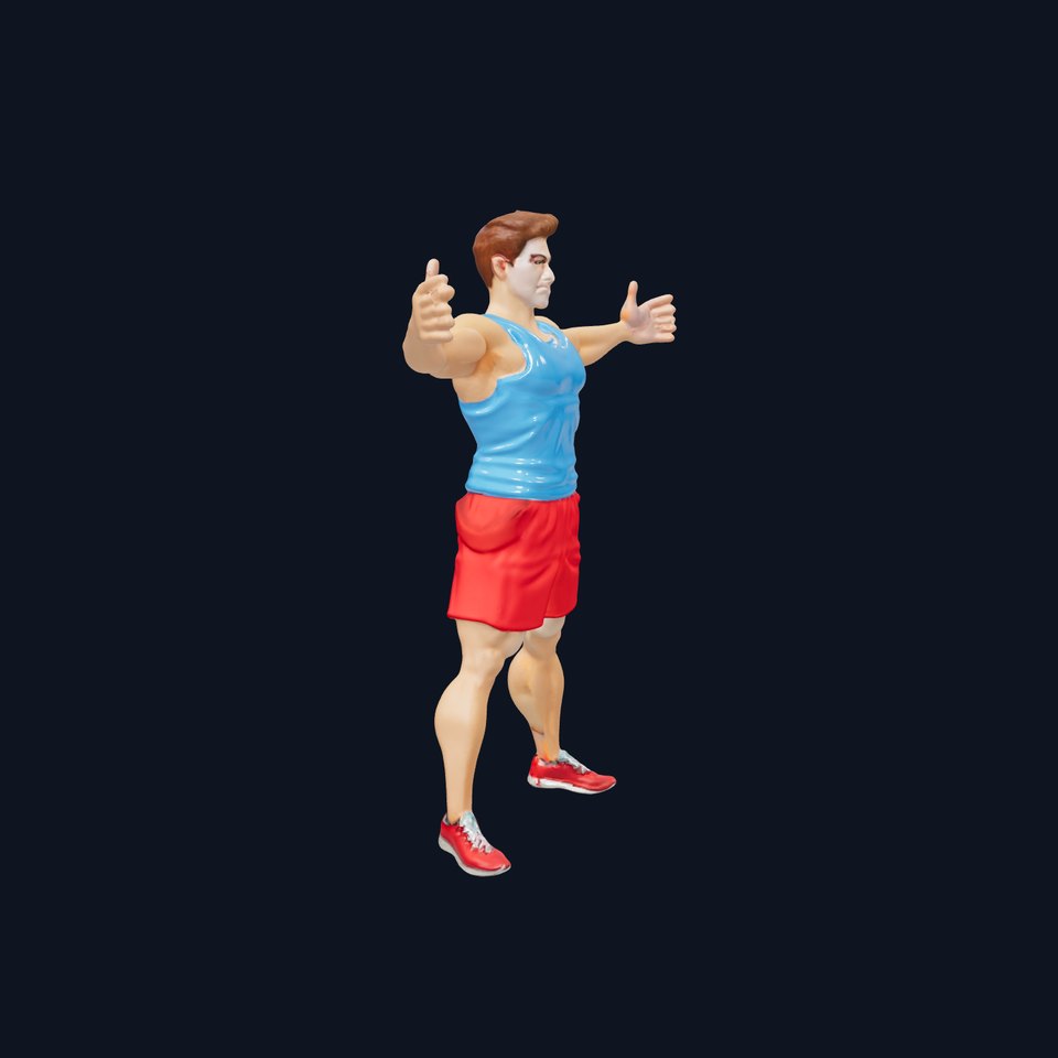 Athletic Male Character Rigged and Animated for D Games